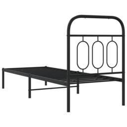 Berkfield Home Metal Bed Frame without Mattress with Headboard Black 75x190cm - Size: 75x190 cm - thumbnail 6