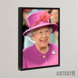 "Artery8 Joel Rouse Queen Elizabeth II Photograph Framed Canvas Wall Art Print in Pink - Size: W18"" x H24""" - thumbnail 2