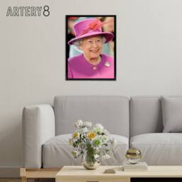 "Artery8 Joel Rouse Queen Elizabeth II Photograph Framed Canvas Wall Art Print in Pink - Size: W18"" x H24""" - thumbnail 3