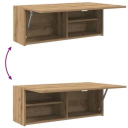 Berkfield Home Bathroom Wall Cabinet Artisan Oak 80x25x30 cm Engineered Wood in Brown - Size: 80 x 25 x 30 cm - thumbnail 9