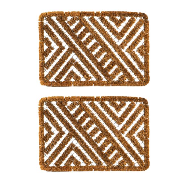 Nicola Spring Coir Scraper Door Mats - 60 x 40cm - Set of 2 in Brown - Size: 40 cm x 60 cm - image 1
