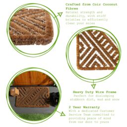 Nicola Spring Coir Scraper Door Mats - 60 x 40cm - Set of 2 in Brown - Size: 40 cm x 60 cm - thumbnail 3