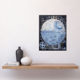 "Artery8 Wall Art Print Dark Side Engineering Death Star Schematic Blue Science Fiction Technology Design Poster - Size: W18"" x H24""" - thumbnail 4