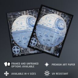 "Artery8 Wall Art Print Dark Side Engineering Death Star Schematic Blue Science Fiction Technology Design Poster - Size: W18"" x H24""" - thumbnail 2