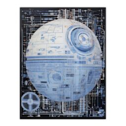 "Artery8 Wall Art Print Dark Side Engineering Death Star Schematic Blue Science Fiction Technology Design Poster - Size: W18"" x H24""" - thumbnail 1