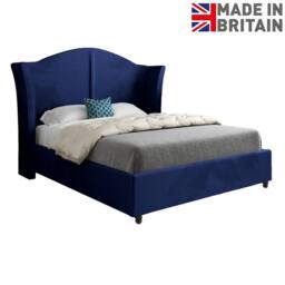 Casani Titchmarsh Curved Winged Blue Soft Velvet Designer Bed Frame - Size: Double - thumbnail 4