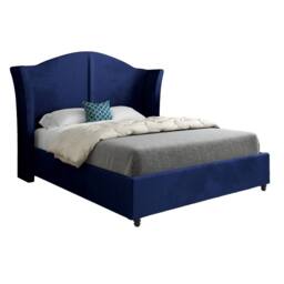 Casani Titchmarsh Curved Winged Blue Soft Velvet Designer Bed Frame - Size: Double - thumbnail 3