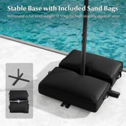 Costway 300cm Hanging Offset Umbrella Patio Cantilever Umbrella w/Lights in Grey - thumbnail 7