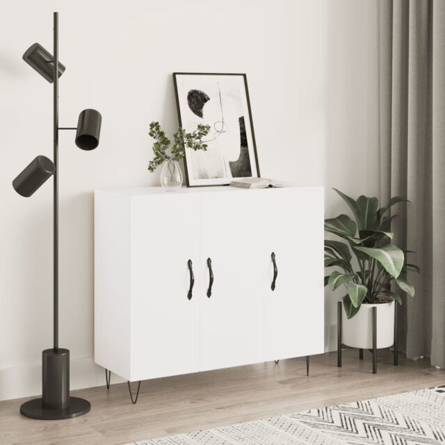 Berkfield Home Sideboard White 90x34x80 cm Engineered Wood - Size: 90 x 34 x 80 cm - image 1