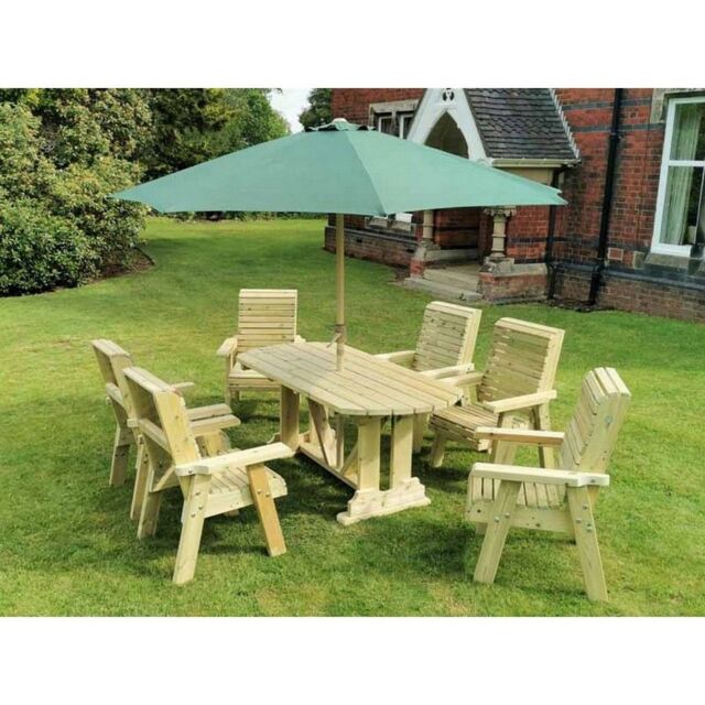 Churnet Valley Garden Furniture Ltd Ergo 8 Seater Square Table - Wood - Partially Assembled in Brown - image 1