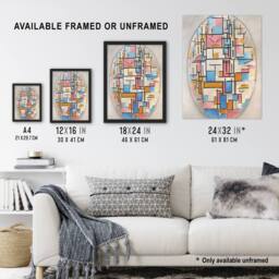 "Artery8 Composition in Oval with Color Planes Mondrian Framed Wall Art Print in White - Size: W12"" x H16""" - thumbnail 3