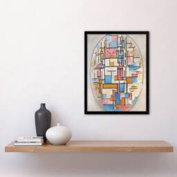 "Artery8 Composition in Oval with Color Planes Mondrian Framed Wall Art Print in White - Size: W12"" x H16""" - thumbnail 4