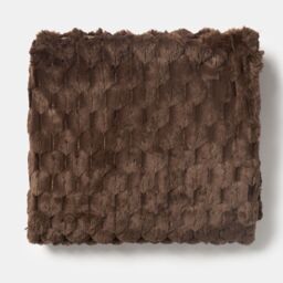 OHS Thick Waffle Faux Fur Soft Fleece Throw Warm Blanket in Chocolate - Size: 125 cm x 150 cm - thumbnail 6