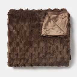 OHS Thick Waffle Faux Fur Soft Fleece Throw Warm Blanket in Chocolate - Size: 125 cm x 150 cm - thumbnail 5