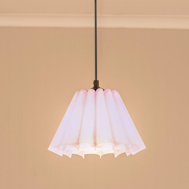 ValueLights Lauren Fabric Pleated Scallop Edge Tapered Lamp Shade with LED Bulb in Lilac - image 1