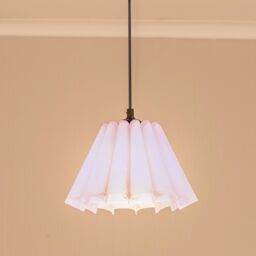 ValueLights Lauren Fabric Pleated Scallop Edge Tapered Lamp Shade with LED Bulb in Lilac