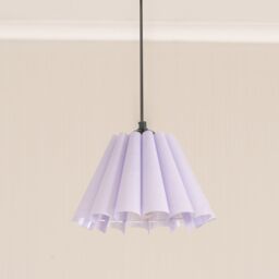 ValueLights Lauren Fabric Pleated Scallop Edge Tapered Lamp Shade with LED Bulb in Lilac - thumbnail 3