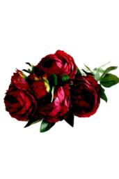KDMD Peony Bush Burgundy Artificial Flowers - thumbnail 3
