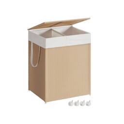 Pirlo Plush 100L Double Laundry Basket With Lid & Removable Lining in Beige - thumbnail 6