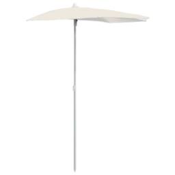 Berkfield Home Durable Garden Half Parasol with Pole 180x90 cm Sand in Beige - thumbnail 3