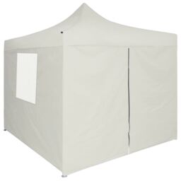 Berkfield Home Professional Folding Party Tent with 4 Sidewalls 2x2 m Steel Cream in Beige - thumbnail 3