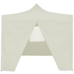 Berkfield Home Professional Folding Party Tent with 4 Sidewalls 2x2 m Steel Cream in Beige - thumbnail 2