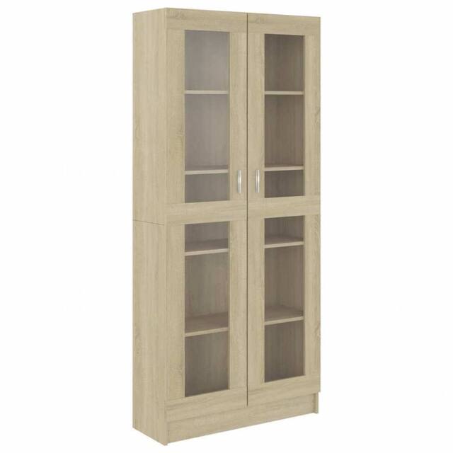 Berkfield Home Vitrine Cabinet Sonoma Oak 82.5x30.5x185.5 cm Engineered Wood in Light Brown - image 1