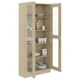 Berkfield Home Vitrine Cabinet Sonoma Oak 82.5x30.5x185.5 cm Engineered Wood in Light Brown - thumbnail 4