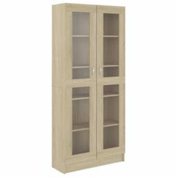 Berkfield Home Vitrine Cabinet Sonoma Oak 82.5x30.5x185.5 cm Engineered Wood in Light Brown - thumbnail 1