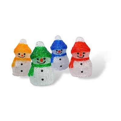 Netagon Set of 4 Acrylic Outdoor & Indoor Christmas Battery Operated Snowmen Ornaments With Timer in Clear - image 1