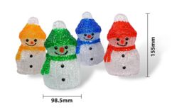 Netagon Set of 4 Acrylic Outdoor & Indoor Christmas Battery Operated Snowmen Ornaments With Timer in Clear - thumbnail 2