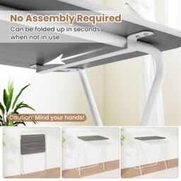 Costway 60CM Folding Computer Desk Compact Home Office Writing Desk in Grey - thumbnail 3