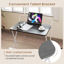 Costway 60CM Folding Computer Desk Compact Home Office Writing Desk in Grey - thumbnail 5