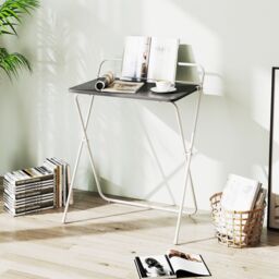 Costway 60CM Folding Computer Desk Compact Home Office Writing Desk in Grey - thumbnail 8
