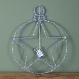 Samuel Alexander 49cm Light up Christmas Silver Star Ball with Twinkling Blue LEDs - thumbnail 4