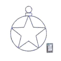 Samuel Alexander 49cm Light up Christmas Silver Star Ball with Twinkling Blue LEDs