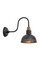Industville Swan Neck Dome Wall Light, 8 Inch, Pewter, Pewter Holder in Dark Grey - thumbnail 1