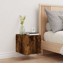 Berkfield Home TV Wall Cabinet with LED Lights Smoked Oak 30.5x35x30 cm in Brown - thumbnail 5