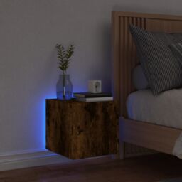 Berkfield Home TV Wall Cabinet with LED Lights Smoked Oak 30.5x35x30 cm in Brown - thumbnail 4