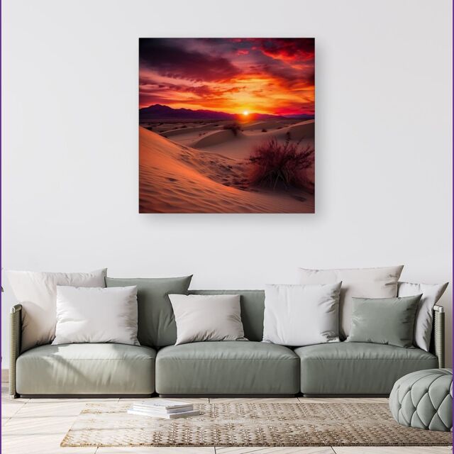 Warren Reed - Designer Sunset In The Desert Canvas - Size: w40 inch x h40 inch - image 1