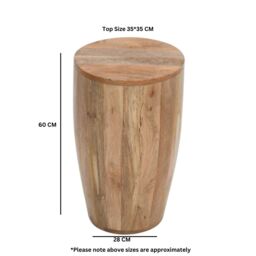 IH Design Bratton Mango Wooden Drum Side Table in Brown - thumbnail 4