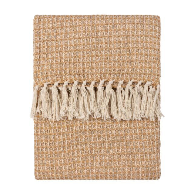 Yard Lorne Waffle 100% Cotton Throw in Yellow - Size: 150 cm x 200 cm - image 1