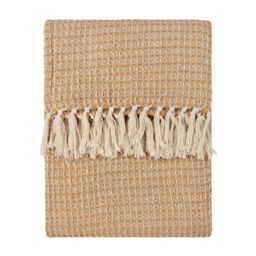 Yard Lorne Waffle 100% Cotton Throw in Yellow - Size: 150 cm x 200 cm