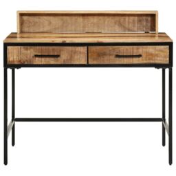 Berkfield Home Console Table 100x55x75 cm Solid Rough Wood Mango in Brown - Size: 100 x 55 x 75 cm - thumbnail 5