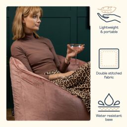 icon Sirena Scallop Chair Bean Bag Charcoal Grey Velvet Bean Bags in Light Pink - thumbnail 4
