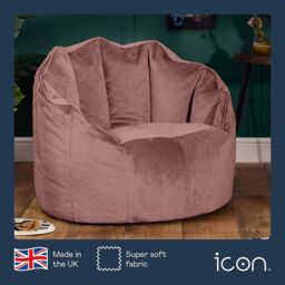 icon Sirena Scallop Chair Bean Bag Charcoal Grey Velvet Bean Bags in Light Pink - thumbnail 5