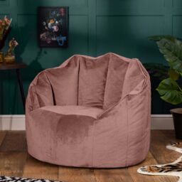 icon Sirena Scallop Chair Bean Bag Charcoal Grey Velvet Bean Bags in Light Pink - thumbnail 1