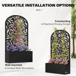 OUTSUNNY Metal Raised Garden Bed with Trellis, Outdoor Elevated Planter Box in Black - thumbnail 5