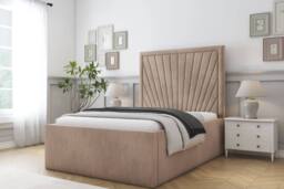 "Comfort Beds Kensington Naples Bed Frame With Mattress-50"" Upholstered in Light Brown - Size: Single" - thumbnail 1