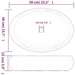 Berkfield Home Countertop Basin White Oval 59x40x15 cm Ceramic - Size: 59 x 40 x 15 cm - thumbnail 8